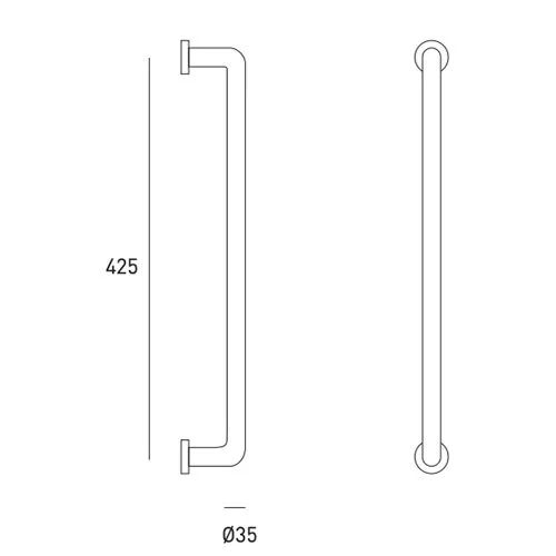 JNF RVS wand bad/douche greep 425 mm - Afbeelding 3