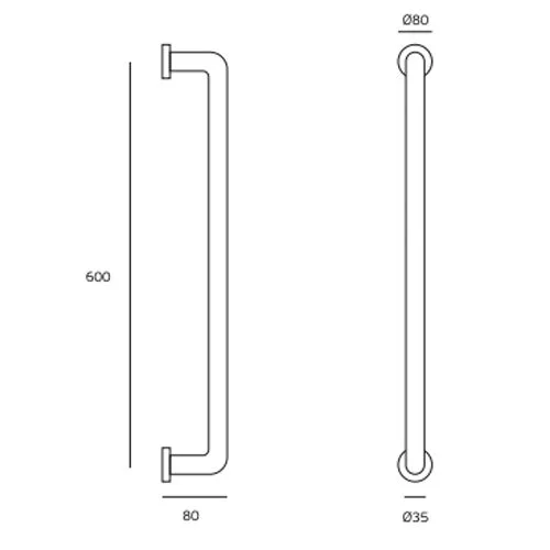 JNF RVS wand bad/douche greep 600 mm - Afbeelding 2