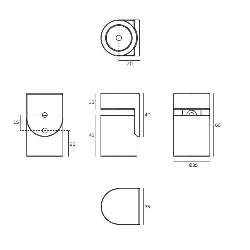 JNF Magneet vloerbuffer RVS-geborsteld  hoogte 60 mm - Afbeelding 4