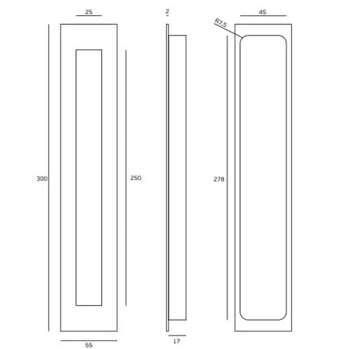 JNF schuifdeurkom met veerklep rechthoekig 300 x 55 mm RVS - Afbeelding 3