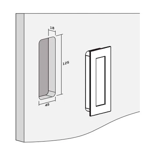 JNF schuifdeurkom rechthoekig 135 x 55 mm RVS - Afbeelding 2