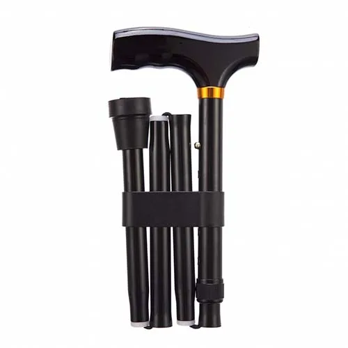 Dynalife opvouwbare aluminium wandelstok zwart 84-94 cm - Afbeelding 2